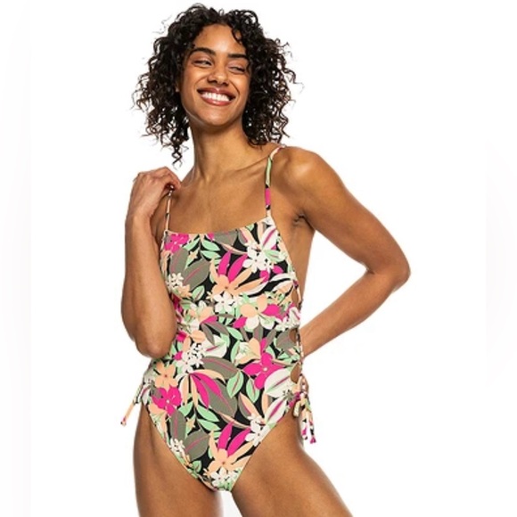 🆕 Roxy PT Beach Classics Lace Up Op Swimsuit - Picture 1 of 15